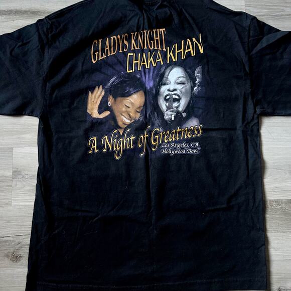 Vintage Chaka Khan Gladys Knight Hollywood Bowl AlStyle Apparel T-shirt Black XL - Picture 3 of 9